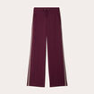 Pantalon large avec bandes prune femme