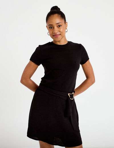 Jupe-short &eacute;vas&eacute;e courte noir femme
