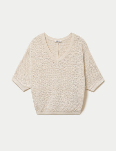 Pull Femme Sonoma Col V Manches Longues - Taille XS, Motif Câble, Neuf Avec étiquette