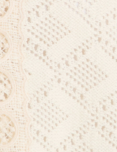 Gilet sans manches col v macram&eacute; ecru femme
