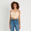 Crop top volants ecru femme