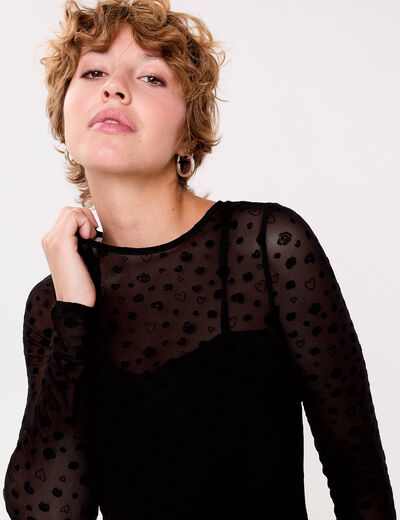 Combinaison aspect dentelle noir femme