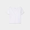 T-shirt côtelé manches courtes blanc femme
