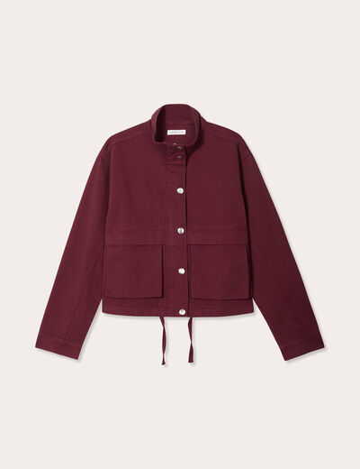 Veste droite col montant bordeaux femme