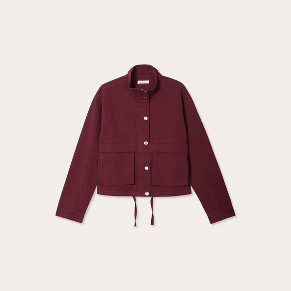 Veste droite col montant bordeaux femme