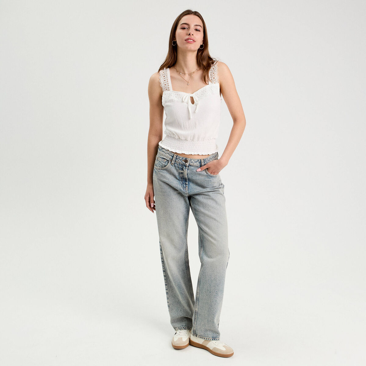 Débardeur sans manches ecru femme