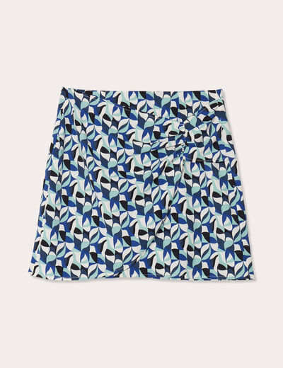 Jupe droite drapée bleu femme