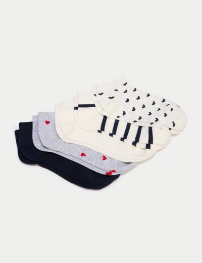 Lot de 5 paires chaussettes basses ecru femme