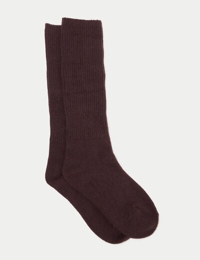 Chaussettes hautes marron fonc&eacute; femme
