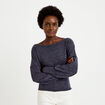 Pull col bateau manches longues bleu marine femme