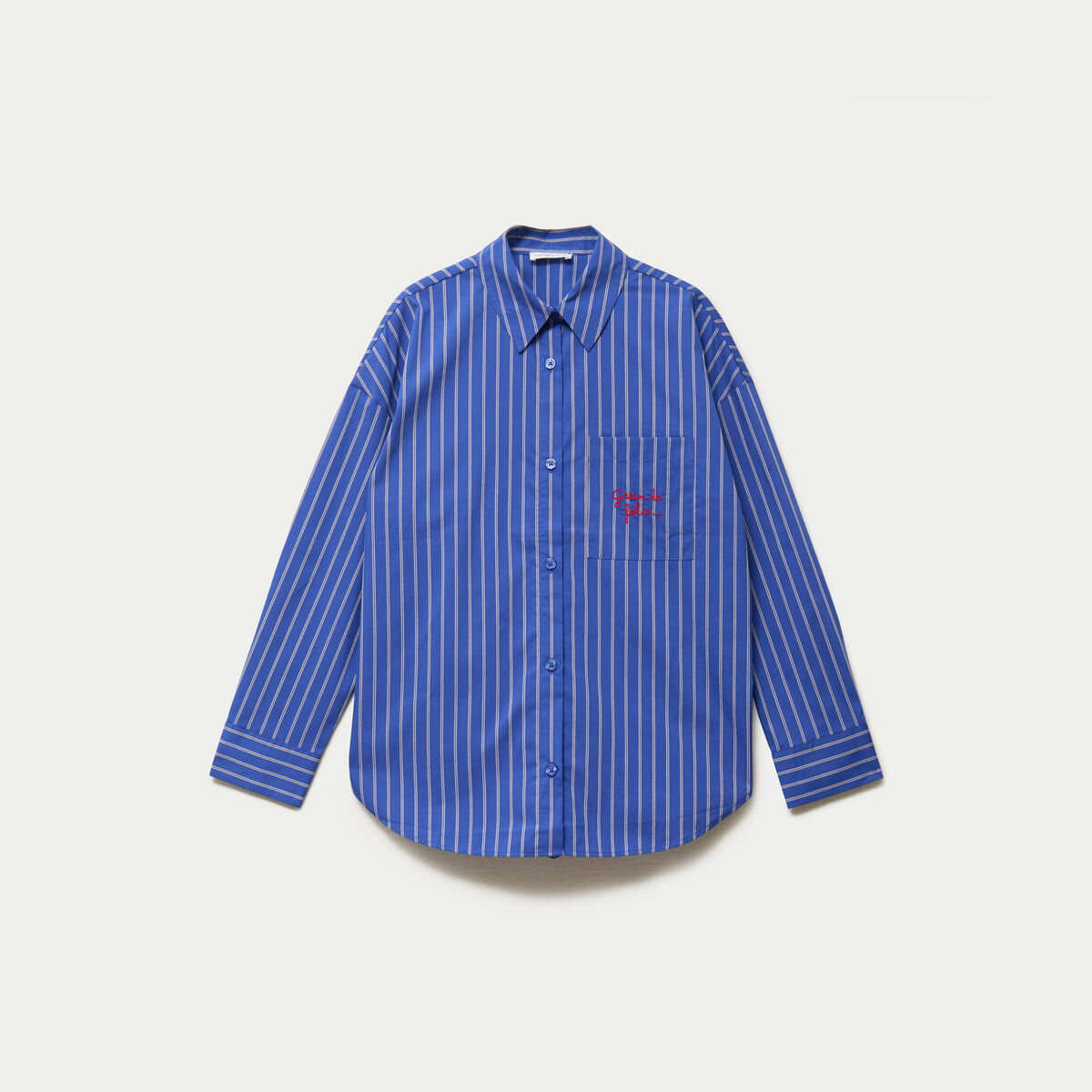Chemise oversize manches longues bleu femme