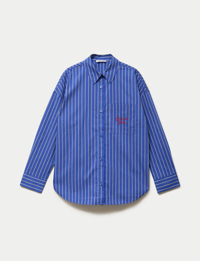 Chemise oversize manches longues bleu femme