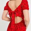 Robe évasée manches courtes rouge femme