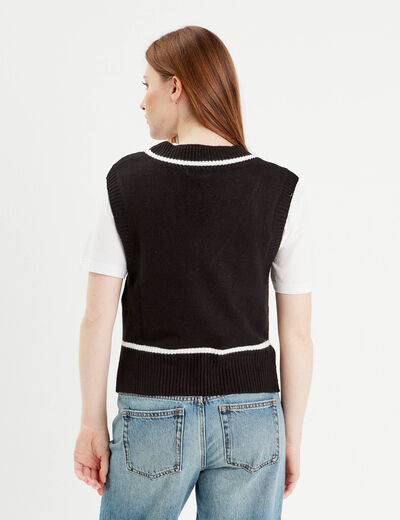 Pull sans manches noir femme