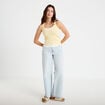 D&eacute;bardeur ajust&eacute; col rond jaune pastel femme