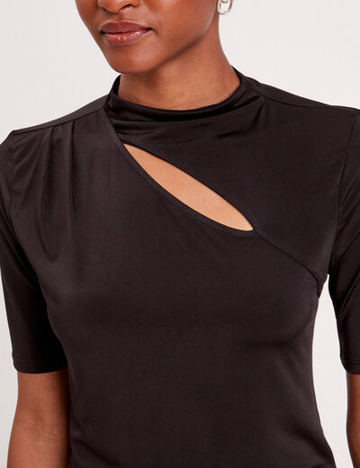 T-shirt avec ouverture noir femme