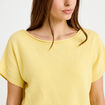 Pull ample cropped manches courtes jaune pastel femme