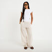 Pantalon large taille haute creme femme