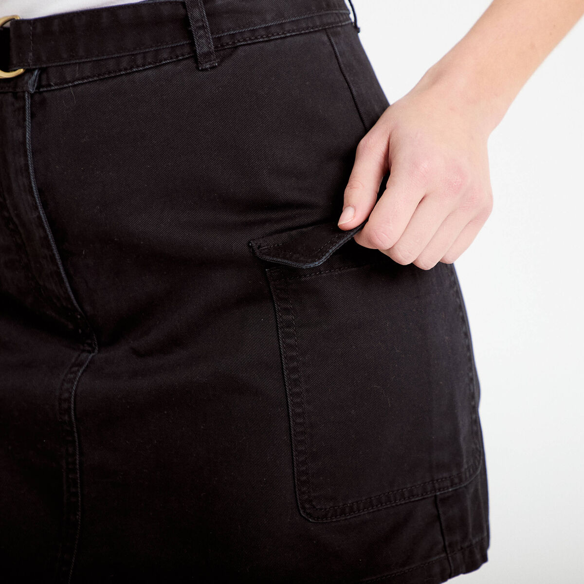 Jupe-short trap&egrave;ze courte noir femme