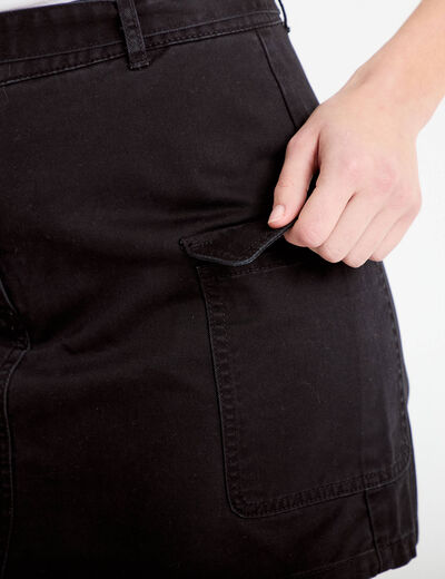 Jupe-short trap&egrave;ze courte noir femme