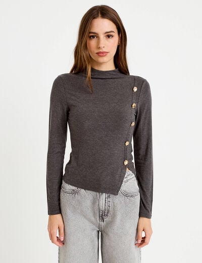 Doudou manches longues ajust&eacute; gris femme