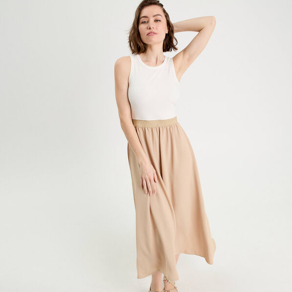 Robe longue effet 2-en1 sable femme