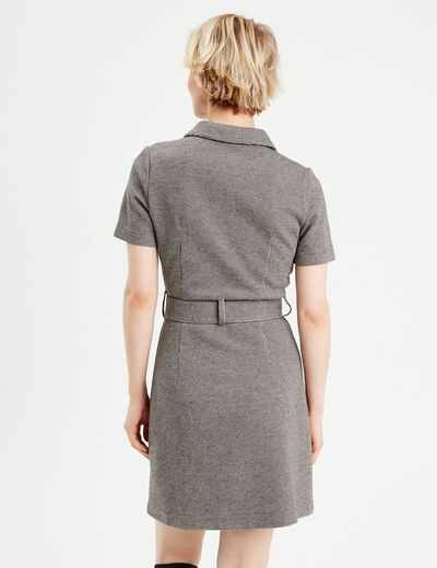 Robe droite zippée ceinturée blanc femme