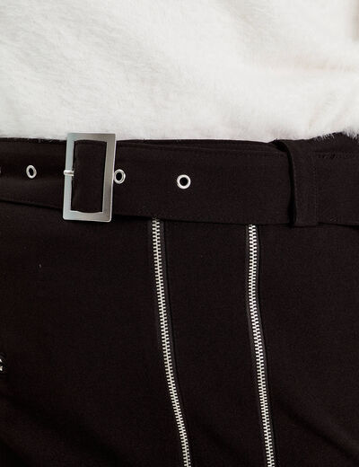 Jupe droite détails zippés noir femme
