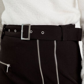 jupe droite details zippes noir femme Jupe droite détails zippés noir femme
