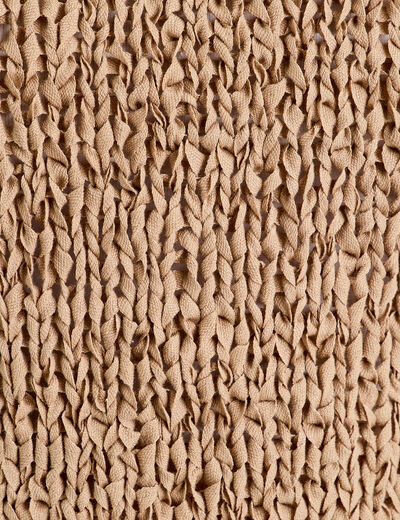 Pull col bateau ajouré beige femme