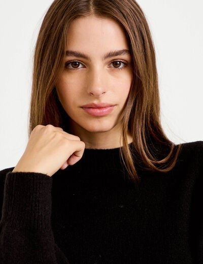 Pull col rond noir femme