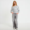 Pull col bateau manches longues gris clair femme