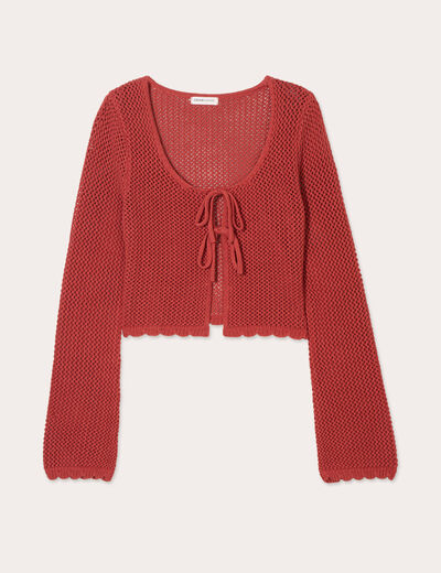 Gilet noué court rouge femme