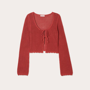gilet noue court rouge femme Gilet noué court rouge femme