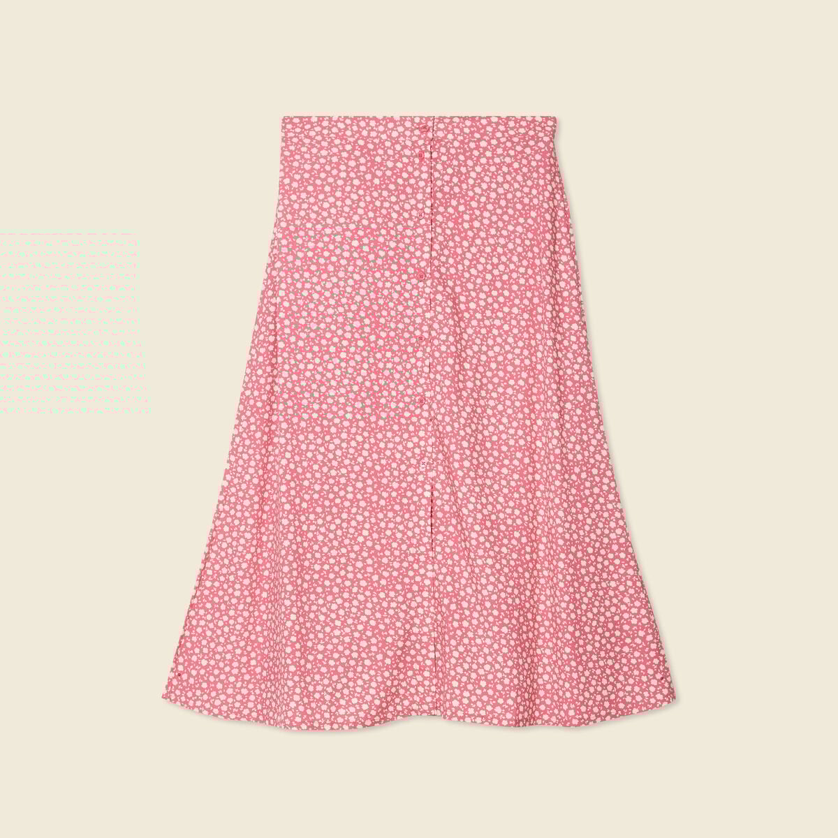 Jupe midi droite boutonnée rose femme