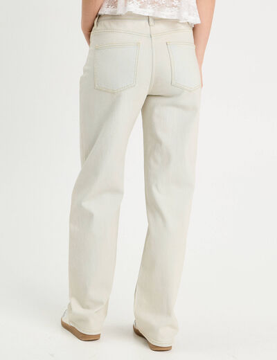 Jeans droit 5 poches denim bleach femme