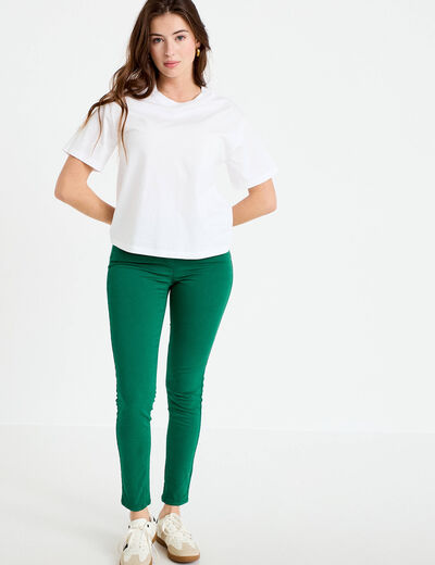 Jeans slim 5 poches vert &eacute;meraude femme