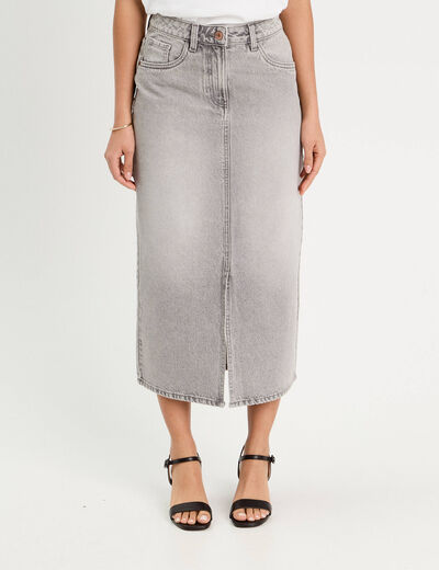 Jupe crayon taille standard denim gris clair femme