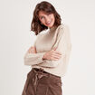 Pull col montant avec torsades sable femme