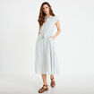 Robe midi &eacute;vas&eacute;e manches tr&egrave;s courtes blanc femme
