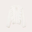 Blouse col mao bas resserr&eacute; dentelle ecru femme