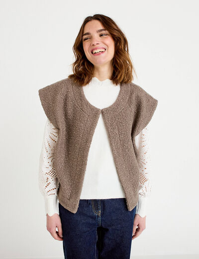 Gilet sans manches effet polaire sable femme