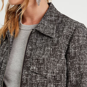 Veste courte zippée noir femme