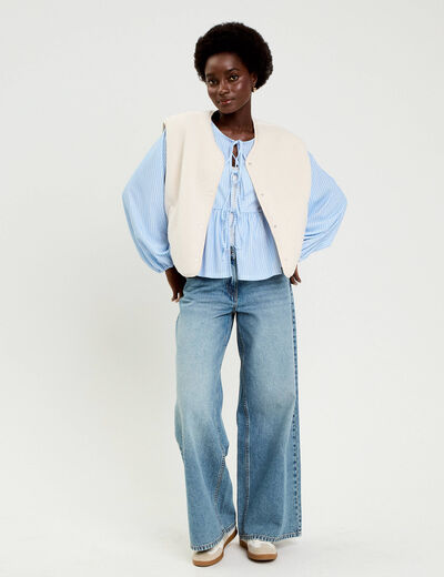 Gilet sans manches effet polaire ecru femme