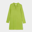 Robe pull droite col polo vert anis femme