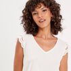 Top sans manches plissé ecru femme