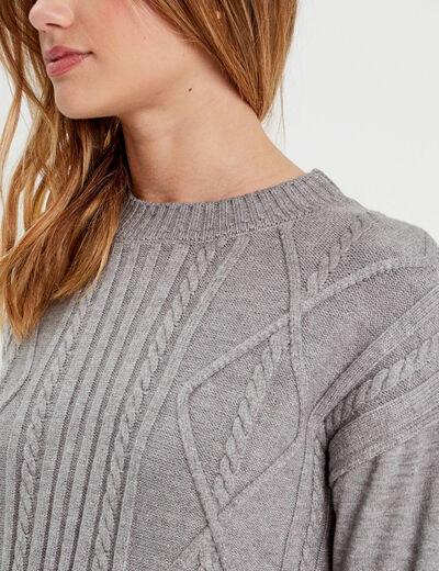 Robe pull effet 2-en-1 gris clair femme