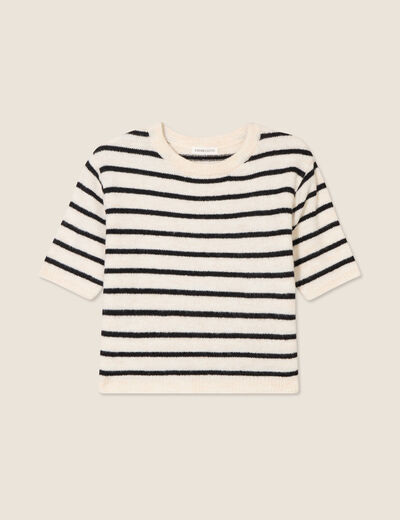 Pull manches courtes noir femme