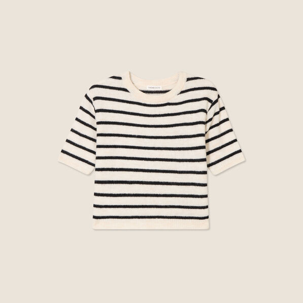 Pull manches courtes noir femme