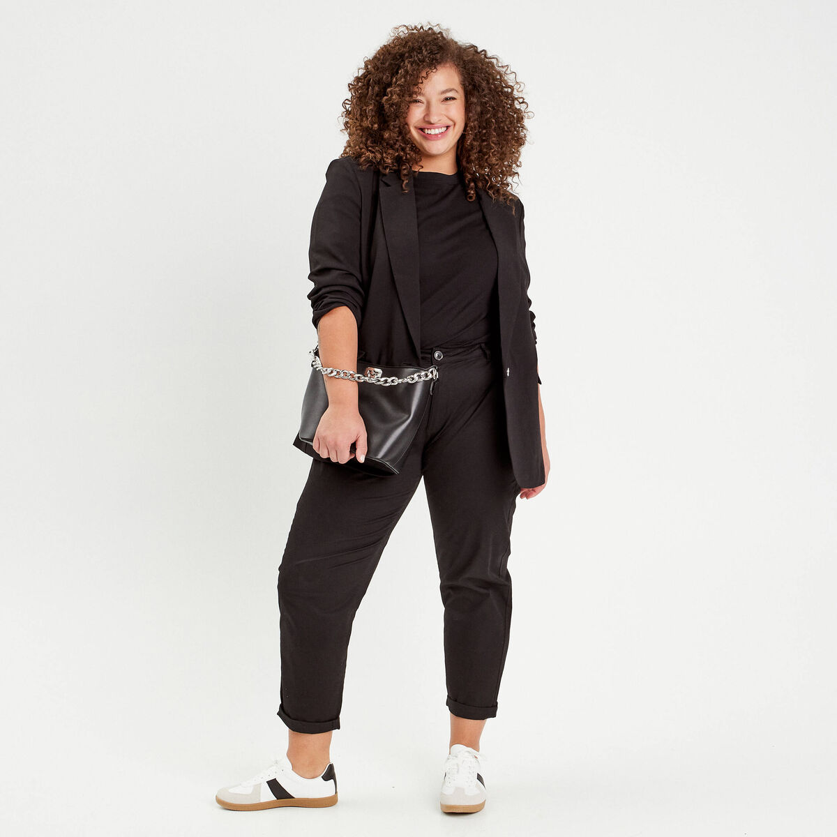 Veste blazer droite fluide noir femme